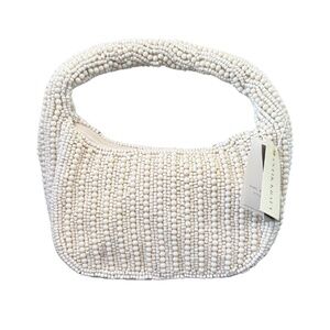 Ankit Kraft Viral Beaded Handbag in Ivory Beaded Purse Anthropology Dupe NWT